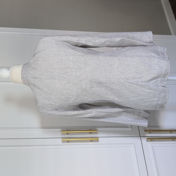 NYDJ Blue And White Striped Linen-Blend Single-Button Blazer Size Small - Picture 5 of 10